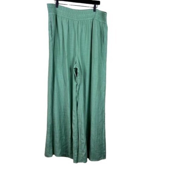 NEW Wonderly Pale Green Linen-Like Wide Leg Pants Size 2XL Summer Chic - Picture 1 of 8